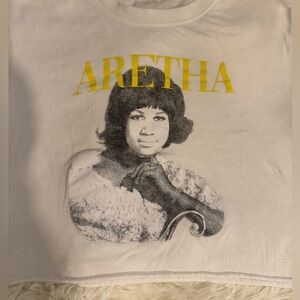 Crop Top with Yellow ‘Aretha’ Graphic